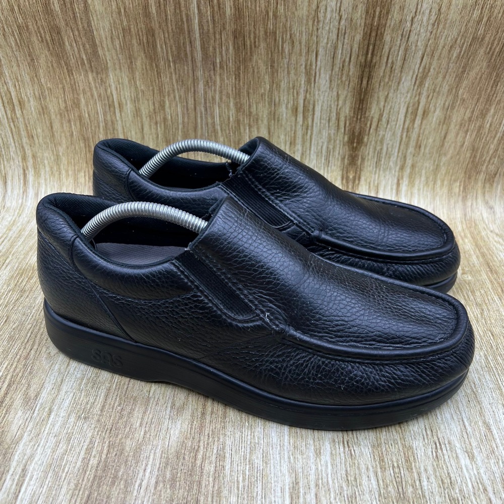 SAS Side Gore Men's Size 10.5 Comfort Loafers Black Leather Slip On Made in USA